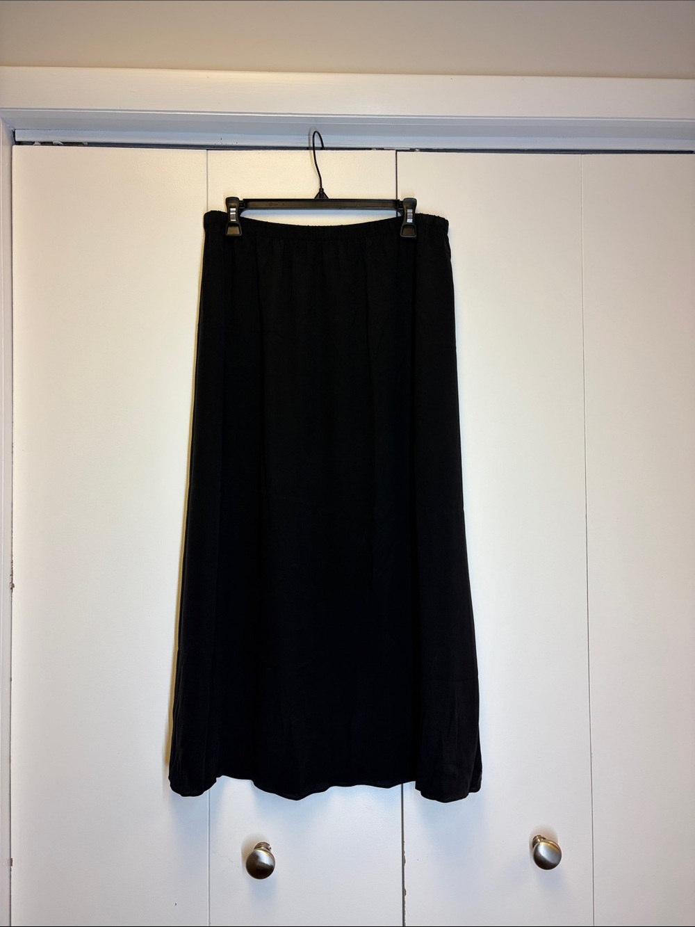 Eileen Fisher Black Maxi Skirt with Elastic Waist - 100% Silk